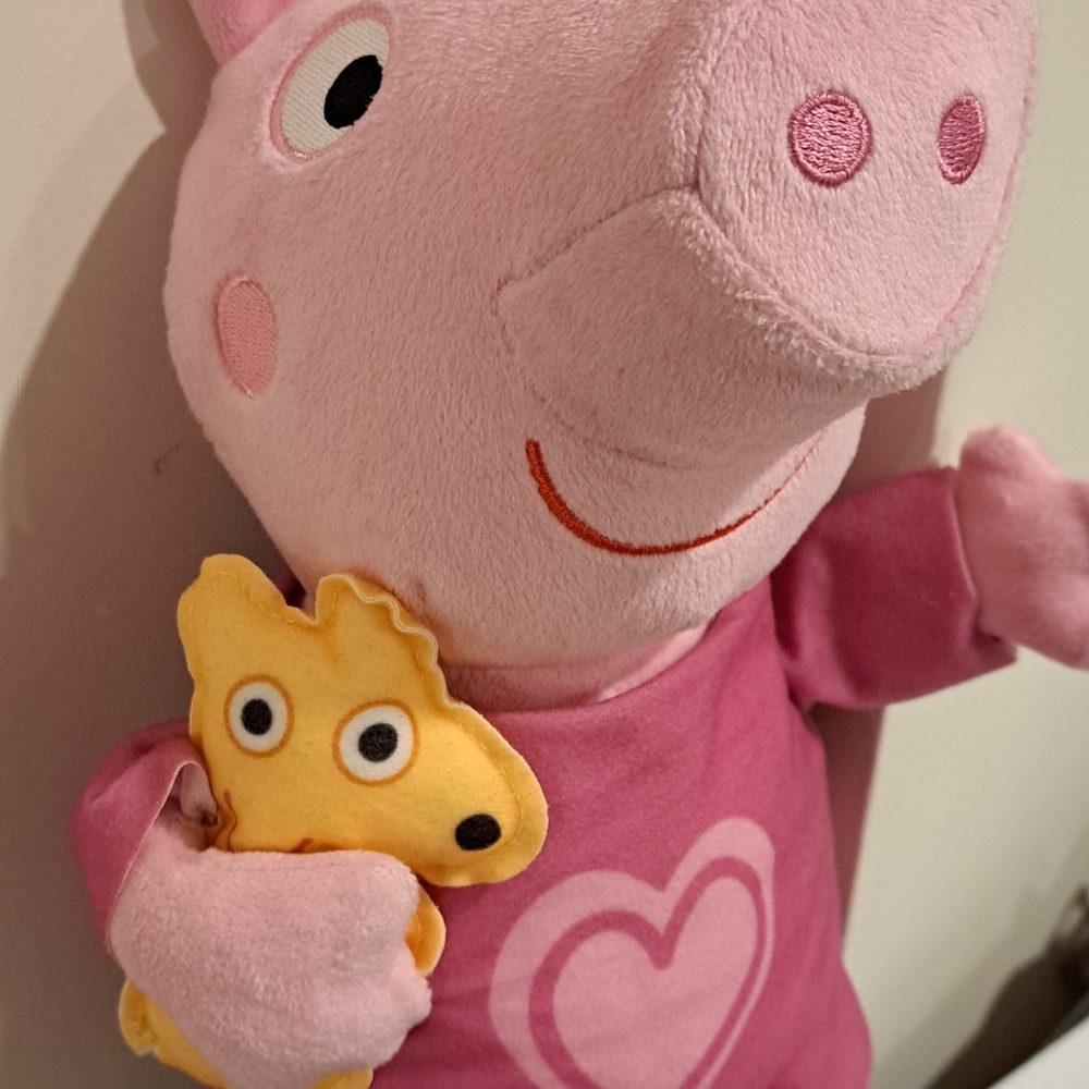Peppa Pig Plush with Pink Outfit and Yellow Toy
